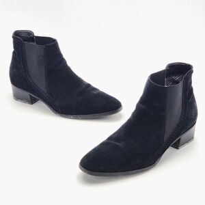 Aquatalia Falco Chelsea Suede Leather Ankle Boot Booties Black Size 12